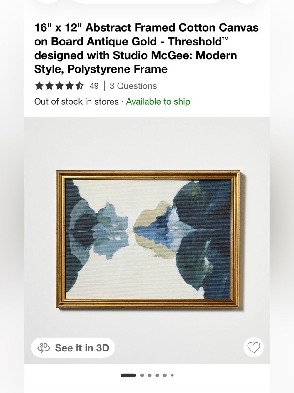 Studio McGee Blue and Gold Abstract Framed Art